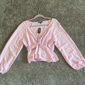 Express Pink Tiered Peplum Top